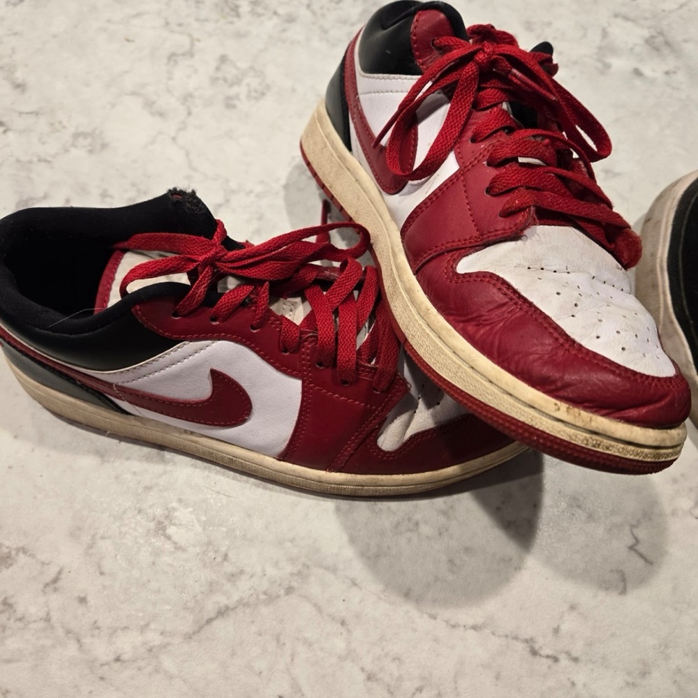 Men's Red and White Sneakers